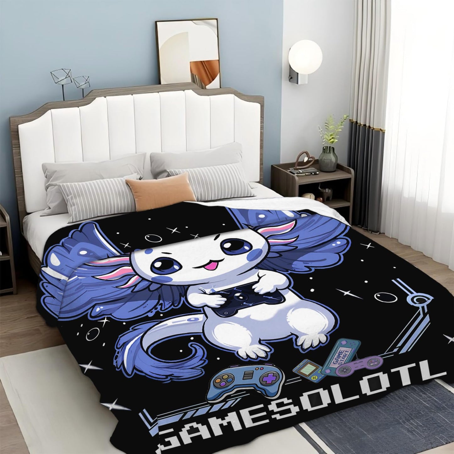 Tijuboni Axolotl Gaming Throw Blanket Game Gifts for Girls Boys Women Men Kids Adults Soft Flannel Fleece Blanket for Couch Sofa Bed Home Decor 40"x50"