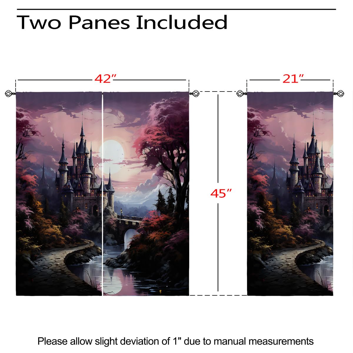 ONINUO Castle Blackout Curtains for Girls Boy Home Decor, Mystical Fantasy Forest Fairy Tale Woods Grommet Thermal Insulated Drapes Darkening Window Curtain for Bedroom Living Room, 42 x 45 Inch