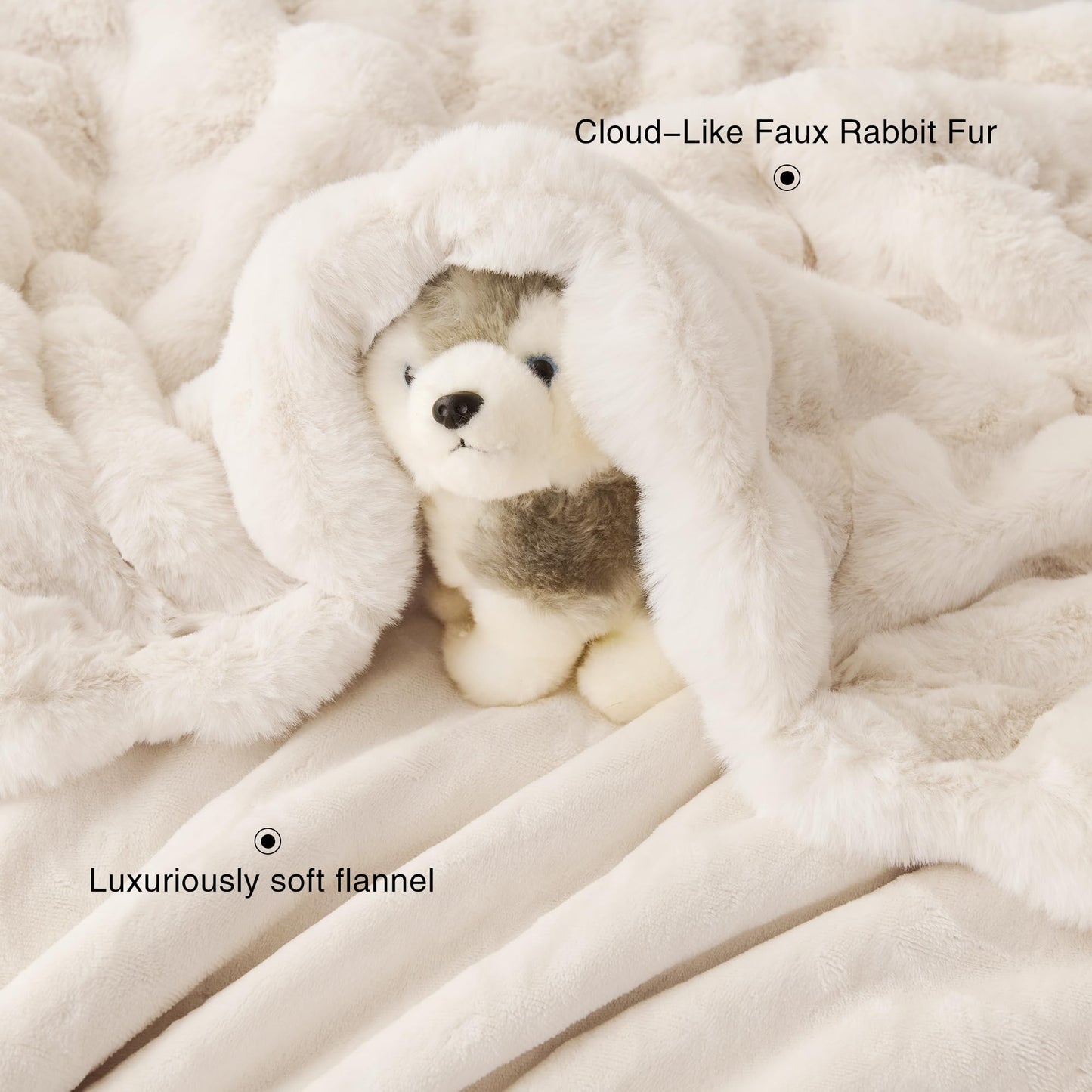 Comelady Soft Fluffy Faux Fur Throw Blanket 50"x60", Plush Thick Bubble Textured Blanket for Couch Bed, Cozy Fuzzy Luxury Room Decor & Warm Gifts for Women Men Girls, Cream White