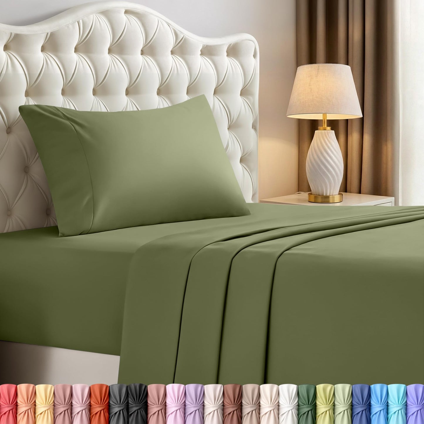 Utopia Bedding Twin Sheet Set – 3 Piece Bed Sheets for Twin Size Bed, Soft and Breathable Microfiber, Includes 1 Fitted Sheet, 1 Flat Sheet and 1 Pillowcase – Oeko Tex (Olive)