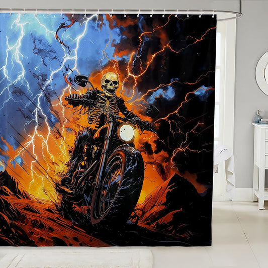 Feelyou Boys Girls Dirt Bike Bath Curtain Racing Motocross Shower Curtain Kids Motorcycle Bathroom Shower Curtain Set Motorbike Teens Bathroom Accessories Bedroom Decor 72"x72"
