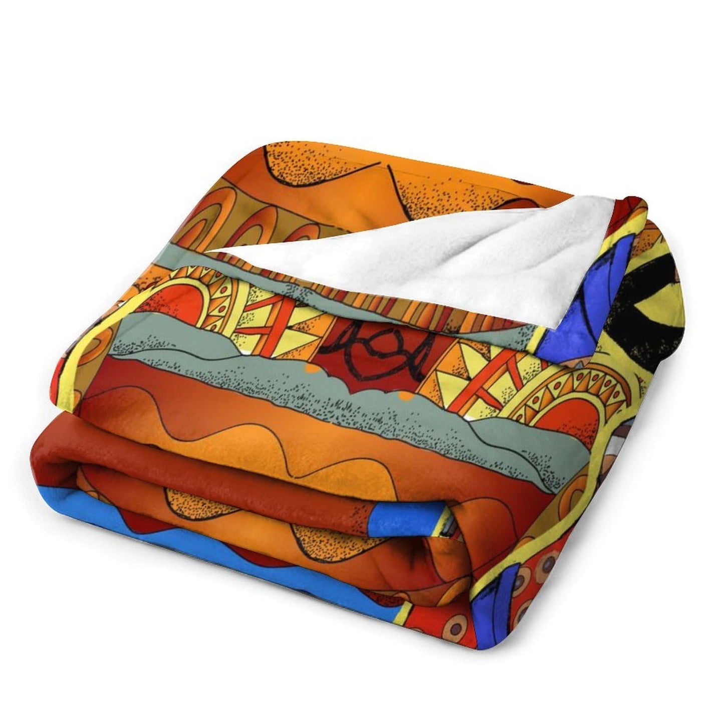 ZhiRain African Women Throw Blanket Southern Landscape Hand Drawn Black Woman Tribal Ethnic Pattern Blanket for Sofa Bed Couch Chair Or Dorm 50"x60"