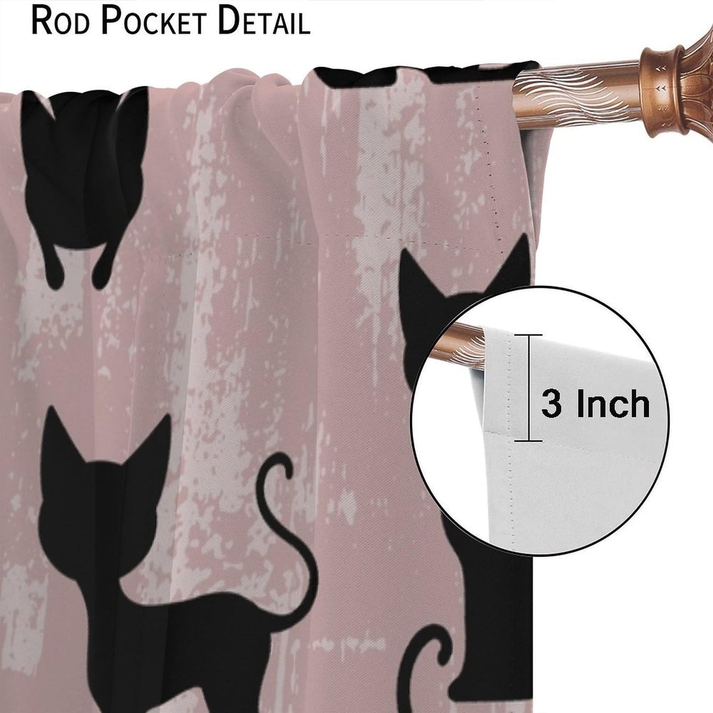 JADERYS Cat Blackout Curtains Cute Funny Animal Cartoon Black Silhouette Pink Art Print for Girls Boys Women Bedroom Living Room Rod Pocket Decoration Window Drapes 2 Panels W21xL45in