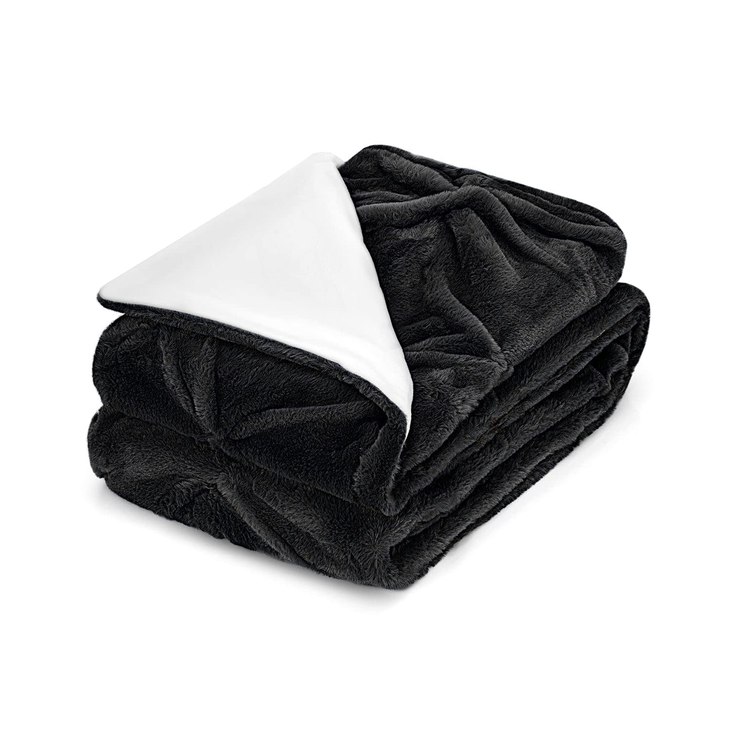 Tafts Pintuck Throw Blankets - Soft, Ultra Comfy and Fuzzy - Plush Fluffy Fleece Blankets and Throws for Couch, Bed & Living Room - Fall, Winter or Spring - Blankets Throw Size - Midnight Black