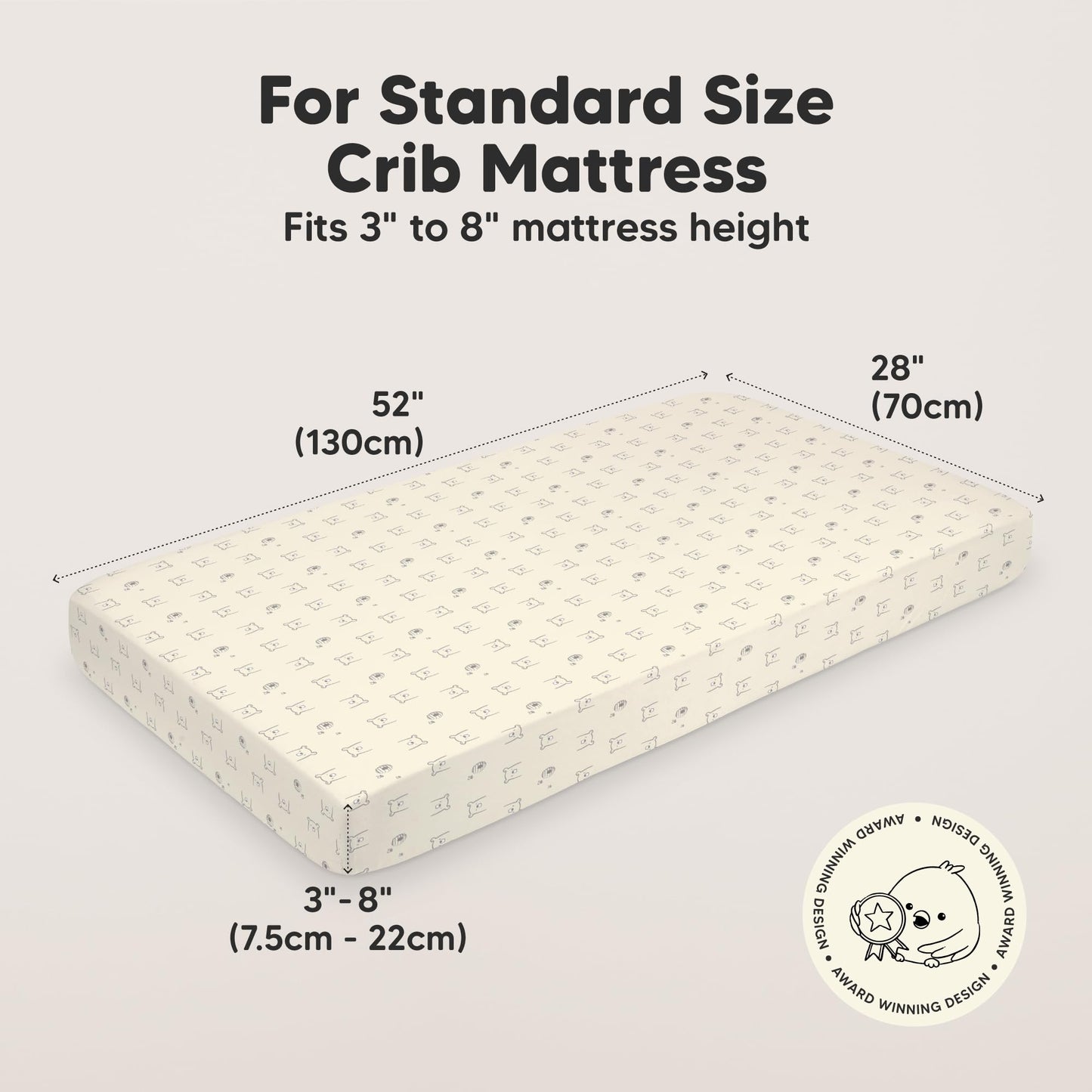 KeaBabies 2-Pack Organic Cotton Crib Sheets for Boys, Girls - 52x28 Fitted Crib Mattress Sheet Neutral, Breathable Cover for Baby Bed Set, Toddler Mattress, Soft & Cute Prints (Bumble Bear)
