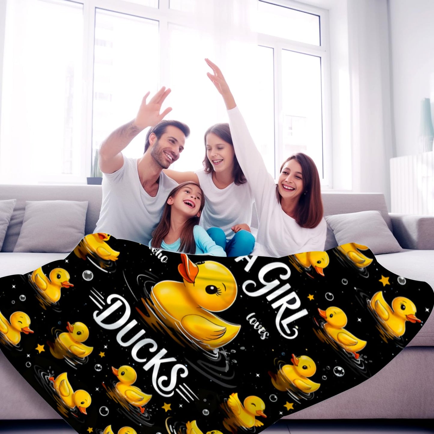 Duck Blanket Soft Warm Fluffy Flannel Rubber Ducks Blanket Themed Throw Blanket Bedding Decor Stuff Blankets Gifts for Duck Lover for Women Girls Kids Adults 50"x40"