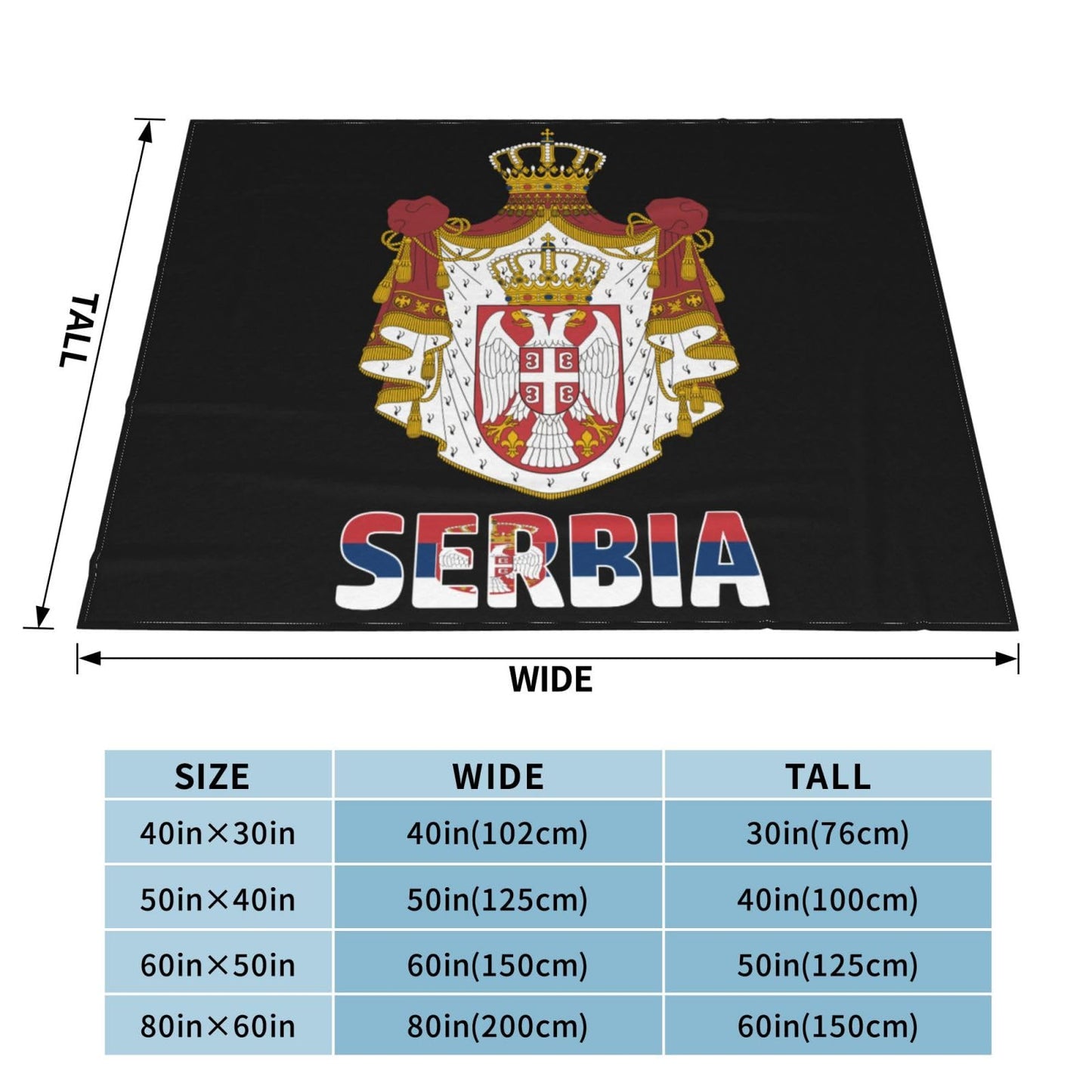 Throw Blanket Serb National Emblem Super Soft Flannel Caroset Lightweight Warm No Pilling Woollen Blankets Sofa Bed Dorm Bedroom Office Home 60"X50"
