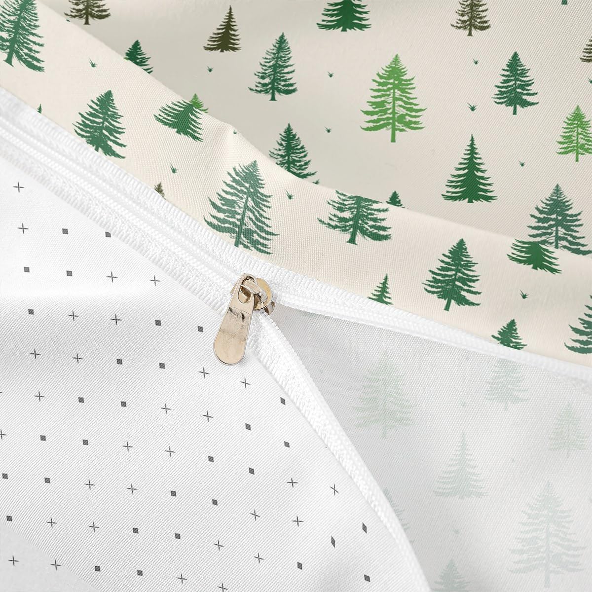Castle Fairy Christmas Tree Duvet Cover Sets Twin Size,Green Pine Bedding Set 2pcs for Kids Teens Girls Boys Room Decor,Nature Plants Comforter Cover Soft Microfiber Quilt Cover with 1 Pillowcase
