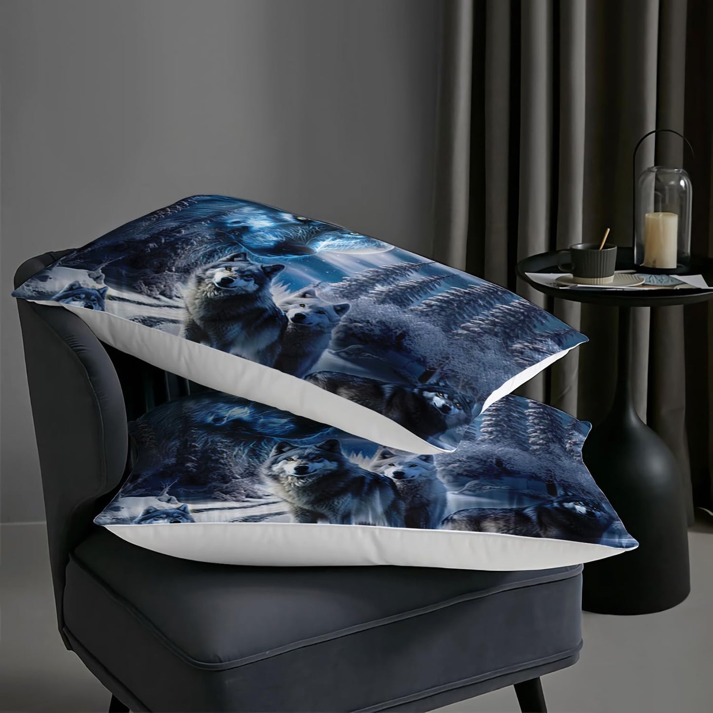 AILONEN Boys Bedding Set - Wolf Printed Comforter Set, Queen Size, 3Pcs Safari Wolves Duvet Set, 1 Quilt and 2 Pillowcases