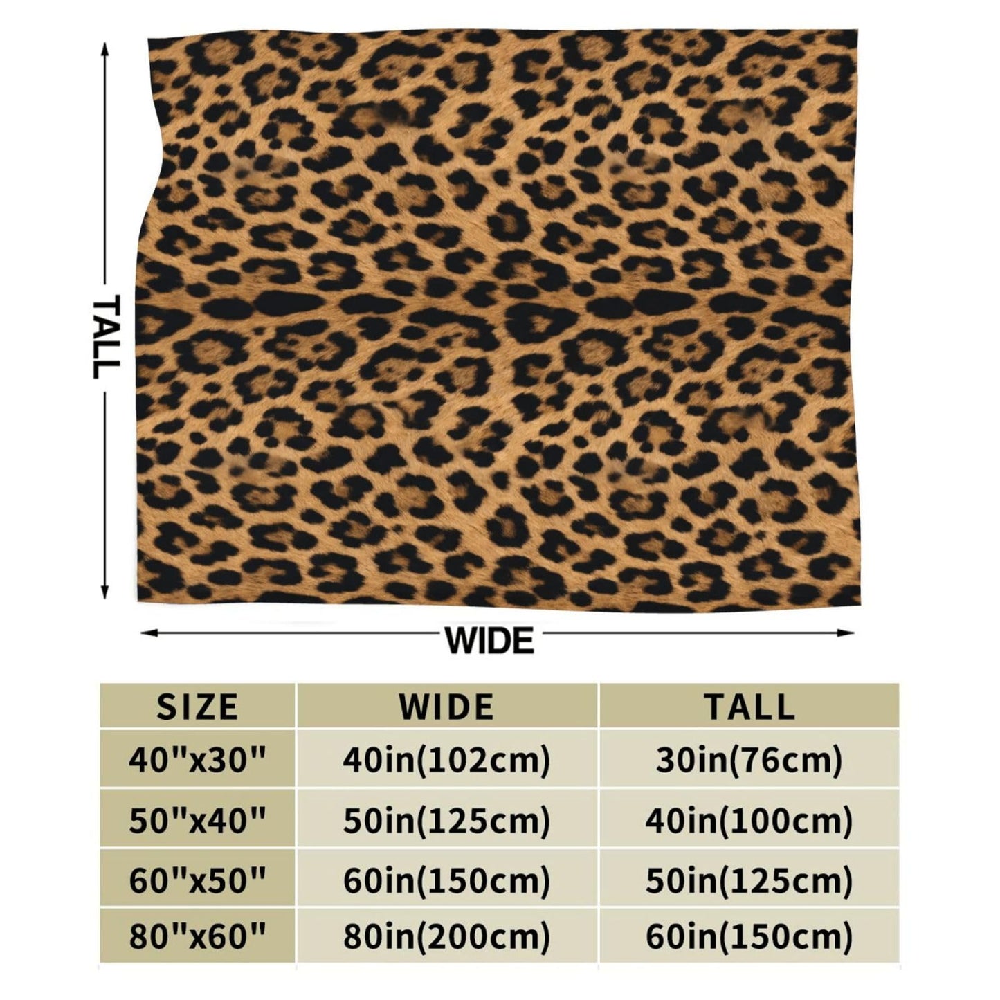 Gbuzozie Leopard Print Fleece Blanket Lightweight Ultra-Soft Wild Animal Fur Pattern Throw Blanket for Sofa Couch Bed Camping Travel - Super Soft Cozy Microfiber Blanket 50"X40"