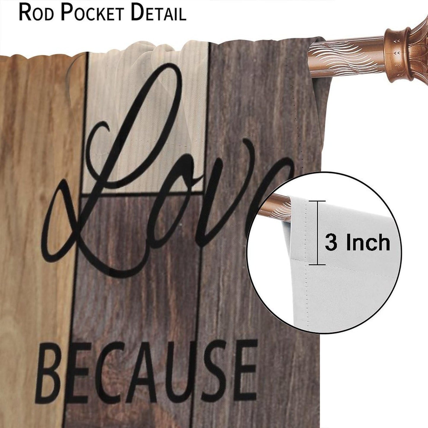 AAVEUP Farmhouse Wooden Curtains for Kitchen Rustic Brown Wood Board Bible Verse Cross Country Cottage Western Barnwood Garage Old Plank Window Drapes Print for Bedroom Living Room 42x45in