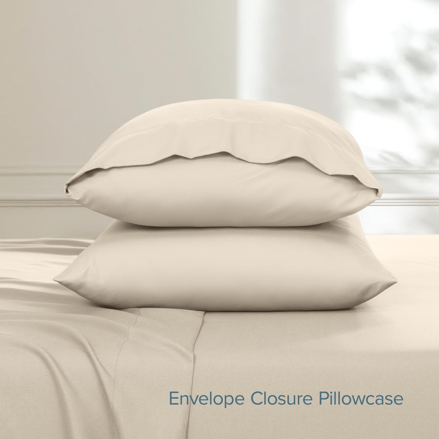 Bare Home Twin Sheet Set - Hotel Luxury - Deep Pockets - Double Brushed Microfiber for Softness - Easy Fit - 3 Piece Set - Bed Sheets with Envelope Pillowcases (Twin, Sand)
