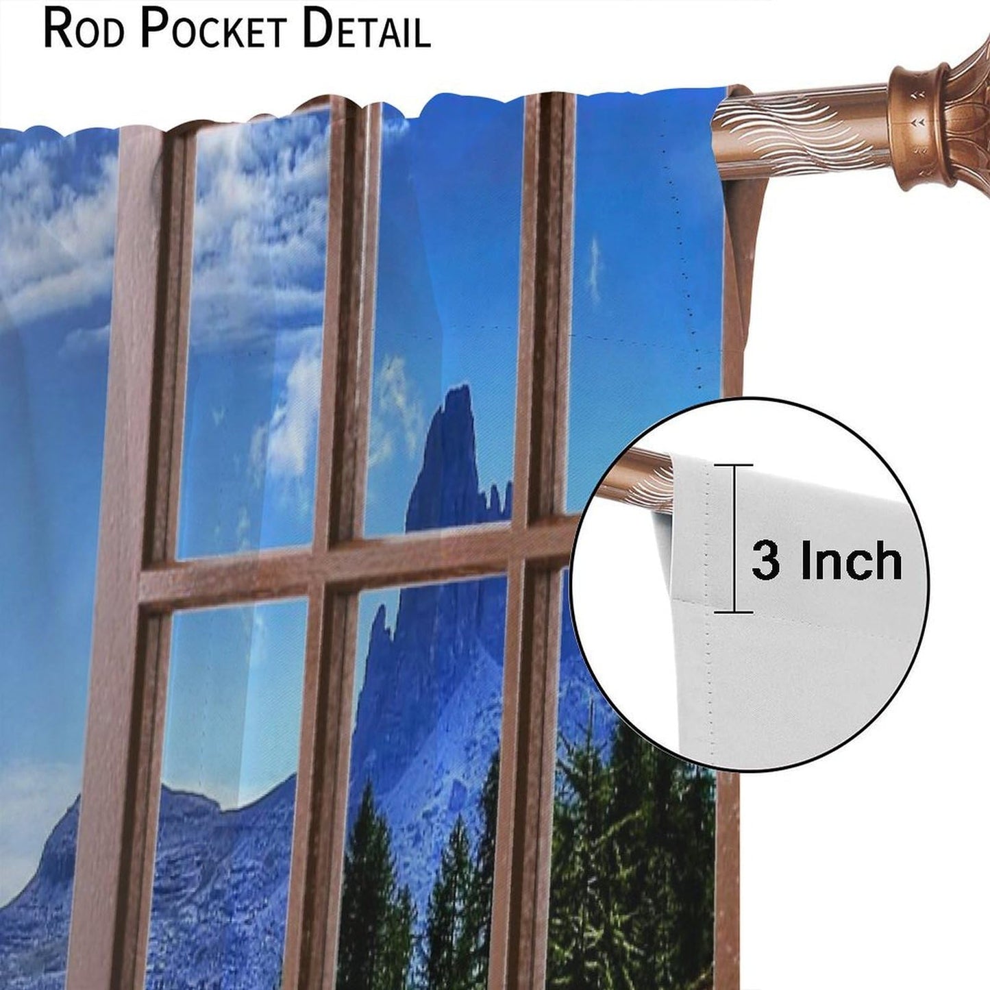 Forest Landscape Curtains,Wooden Window Nature Scenery Mountain Waterfalls Landscape Rustic Farmhouse Style Print Window Drapes For Bedroom Living Room Kitchen Decor,2 Panel Set,52x84 Inch Blackout