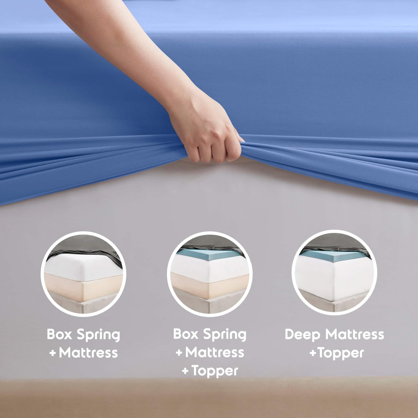 Nestl Extra Deep Cal King Sheet Set - 6 Piece Breathable & Cooling Sheets - Hotel Luxury Bedding Set w/18-24 Inch Deep Pockets - Easy & Secure Fit - Super Soft, Wrinkle Free & Comfy - Calm Blue