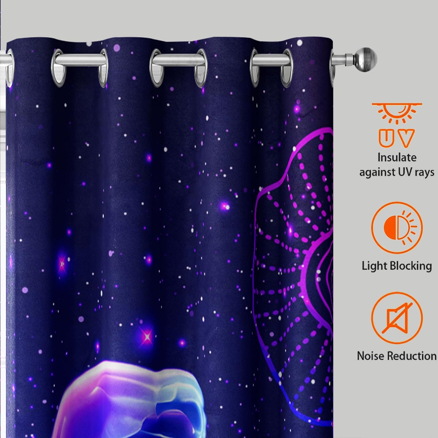 HOSIMA Jellyfish Pattern Fancy Curtains for Living Room Bedroom Decor Aesthetic for Teen Girls,Fantasy Starry Sky Curtains 2 Panels for Bedroom Cool Room Accessories,38W*54H Inch