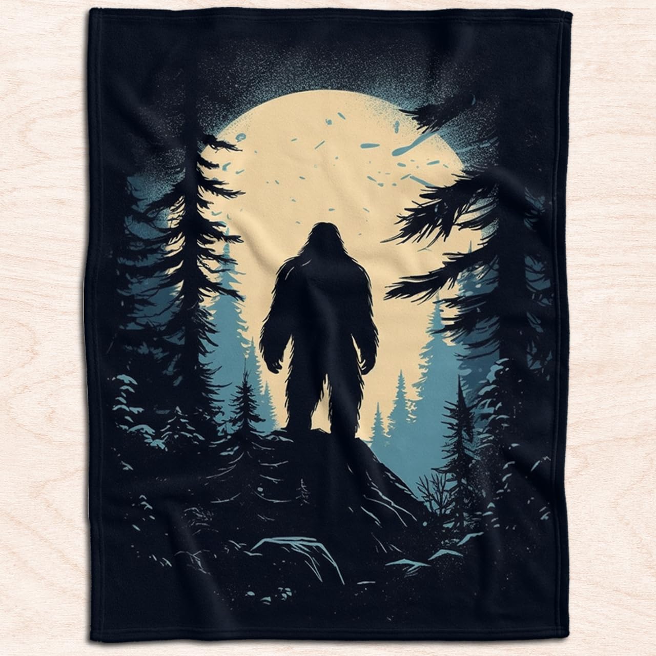 Personalized Bigfoot Throw - Soft Fleece Blanket, Sasquatch Print Home Decor, Cozy Throw (Bigfoot Blanket 08)