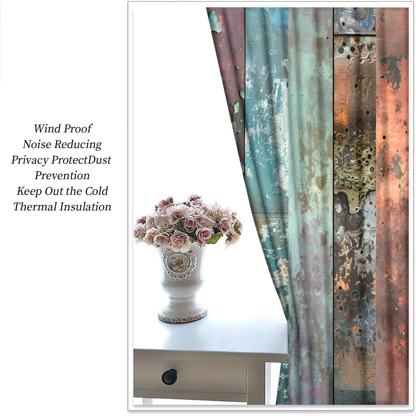 XAFIAUR Industrial Style Curtains,Rusty Metal Blackout Curtains Retro Texture Grommet Drapes 2 Panels for Bedroom Living Room 31.5" W x 63" L x2