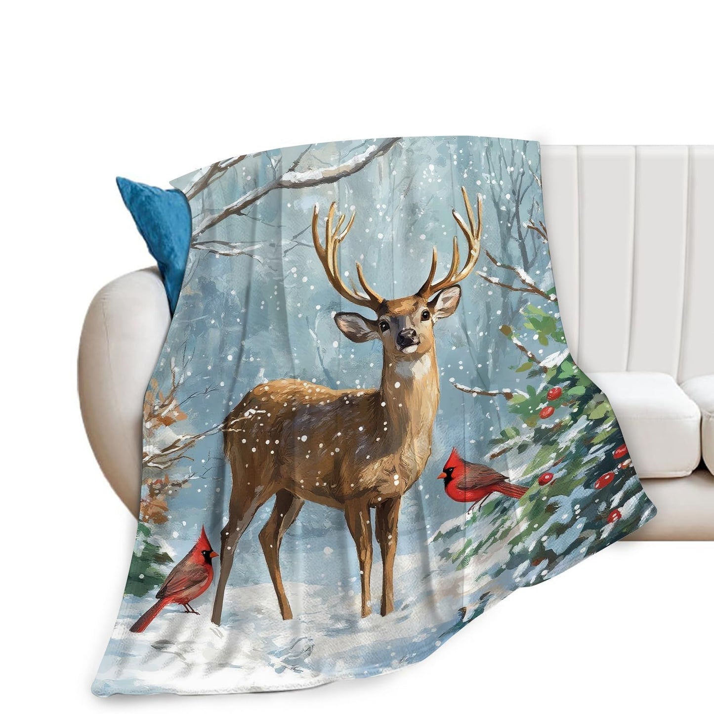 Deer Blanket, Soft Plush Fleece Cabin Animal Throw Blanket - Cozy Warm Stuff Blankets Bedding Deer Gifts for Women Girls Kids Adults 40"X50"