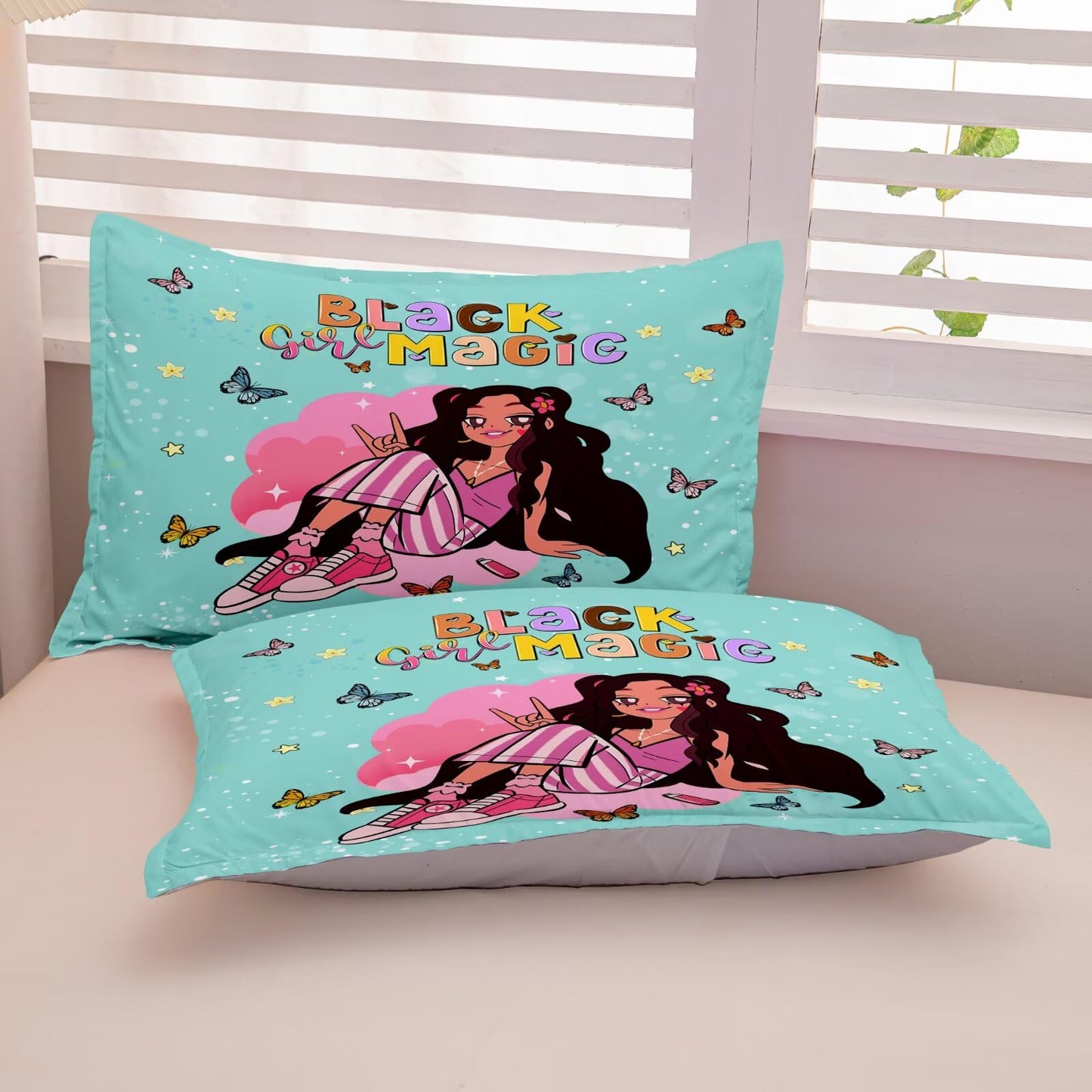 GRAT TIOC Black Girl Comforter Set Twin for Kids Teens,Black Girl Magic Bedding Set,Afro Melanin Bed Bedroom Set