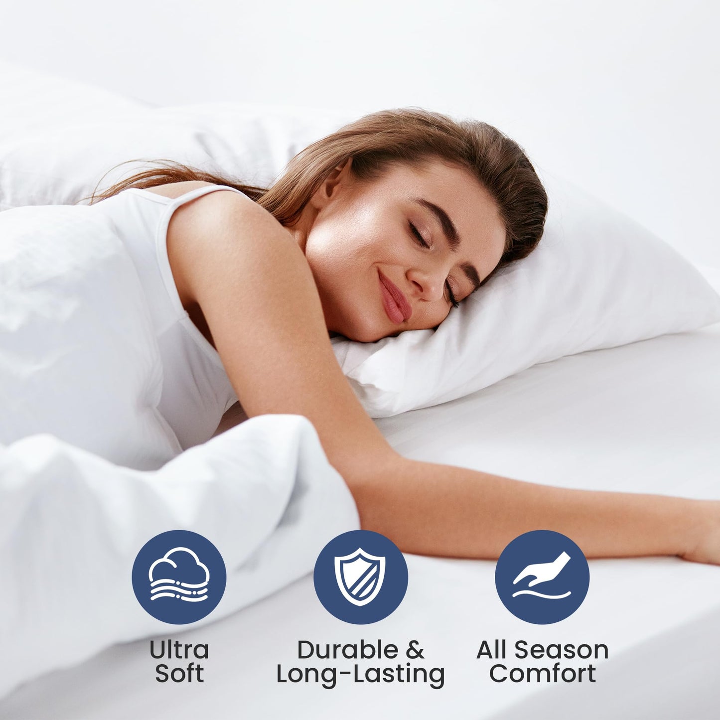 Yuurom Queen Fitted Sheet Only, Corner Straps Ultra Soft Brushed Microfiber Hotel Quality Bottom Sheet, Deep Pocket Fits 8-14 inches Mattresses, Luxury Durable Sheets for Queen Size Bed, White