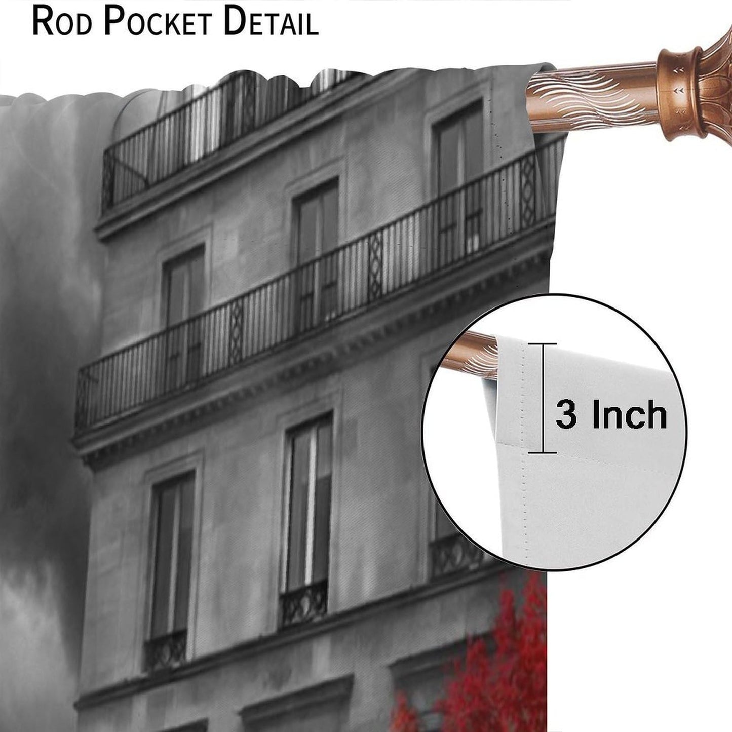 Wallira Paris Eiffel Tower Curtains Black Red French City Romantic European Lady Stylish Decor Rod Pocket Window Treatments for Girl Women Aldult Bedroom Living Restaurant Drapes 41" W X 45" L