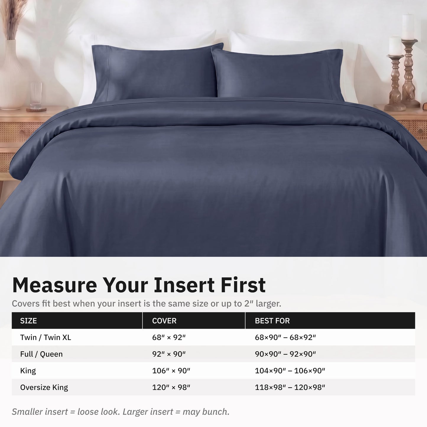 California Design Den 2-Piece Duvet Cover Set Twin - 400 Thread Count, 100% Cotton Sateen, Soft Duvet Cover Set Twin XL, Button Closures, Corner Ties, Durable Bedding - Indigo Dusty Blue