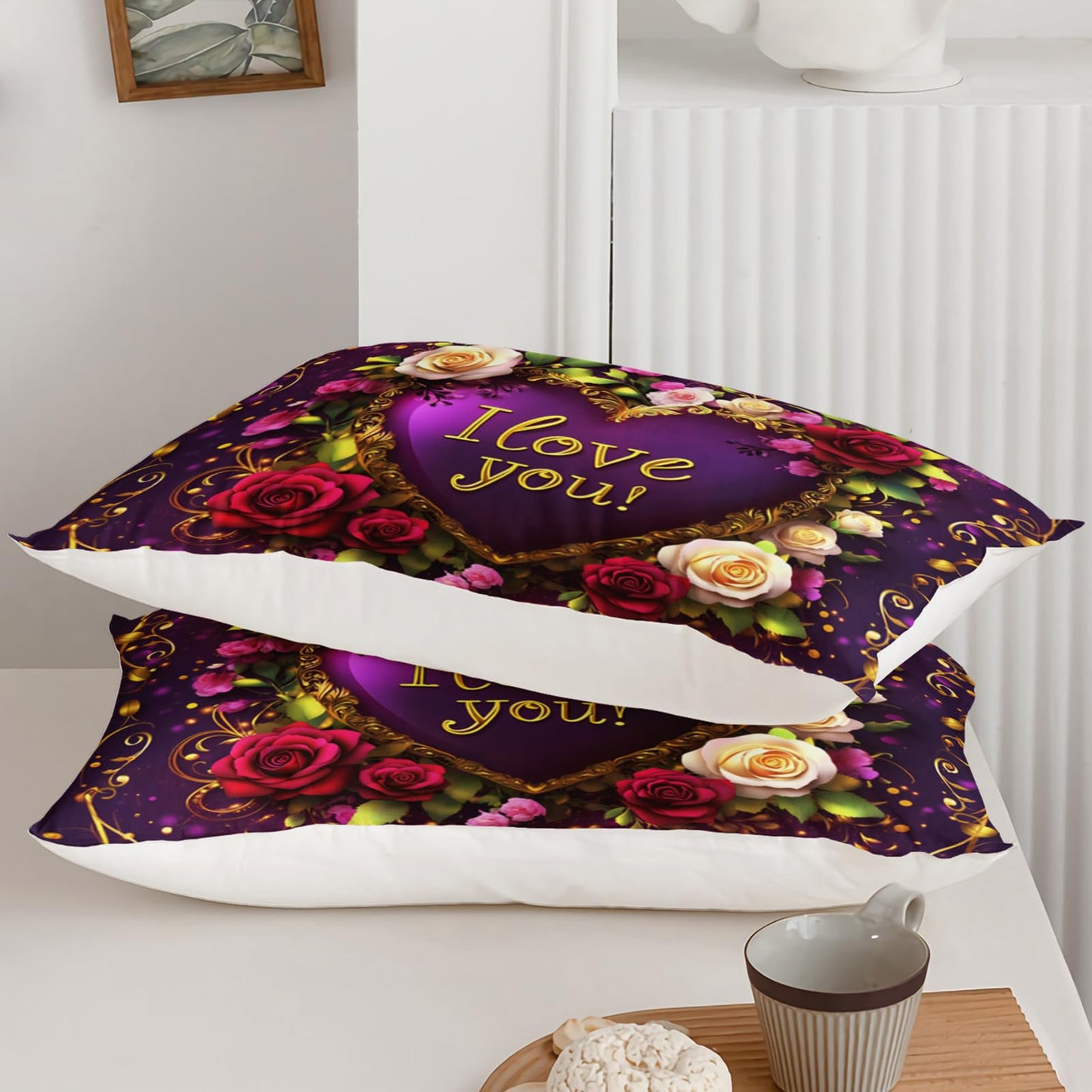 QOOMO 3Pcs Flower Print Comforter Set Queen Size,Cute Plants Bedding Set for Teens Boys Girls,Purple Comforter with 2 Pillowcases,Soft and Lightweight