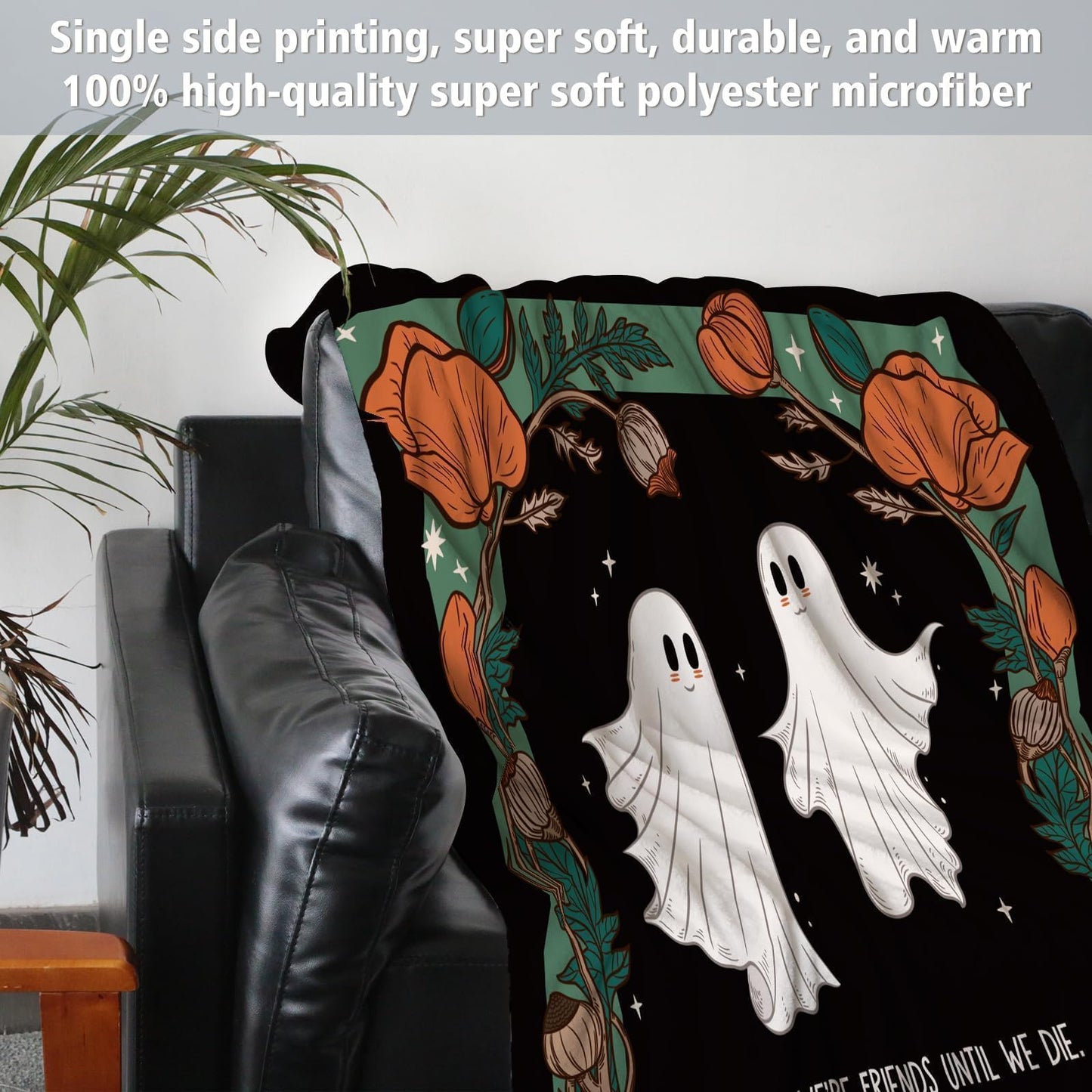 SteadStyle Friend Gifts for Women, Funny Gifts for Best Friend, Birthday Gifts for Women Bestie BFF Friendship, Mother's Day Valentine's Halloween Christmas Ghost Friends Soft Flannel Blanket 60"x50"