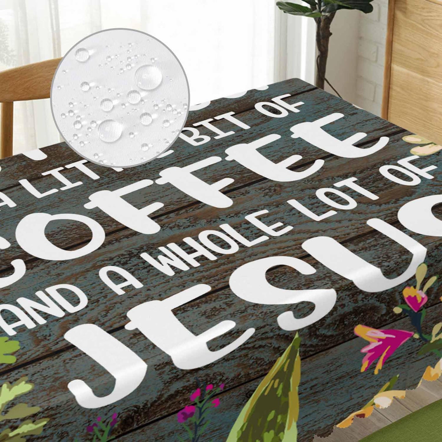 Beabes Bible Quote Decorative Tablecloth, Christian Verse Kitchen Table Cover Oblong 52"X70" Tablecloths Dining Table Cloth Buffet Parties Patio and Camping All I Need is A Whole Lot of Jesus