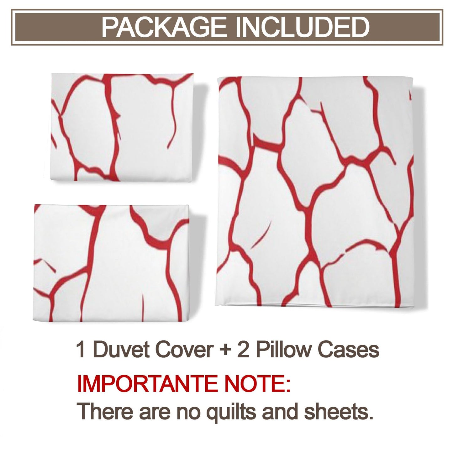 PAISUOQ Red Duvet Cover Queen Size - Cracked Texture Home Decor & Gifts, 3 Piece Back to School Dorm Bedding, Easy Care Microfiber Comforter Cover & Pillowcases, Simple White
