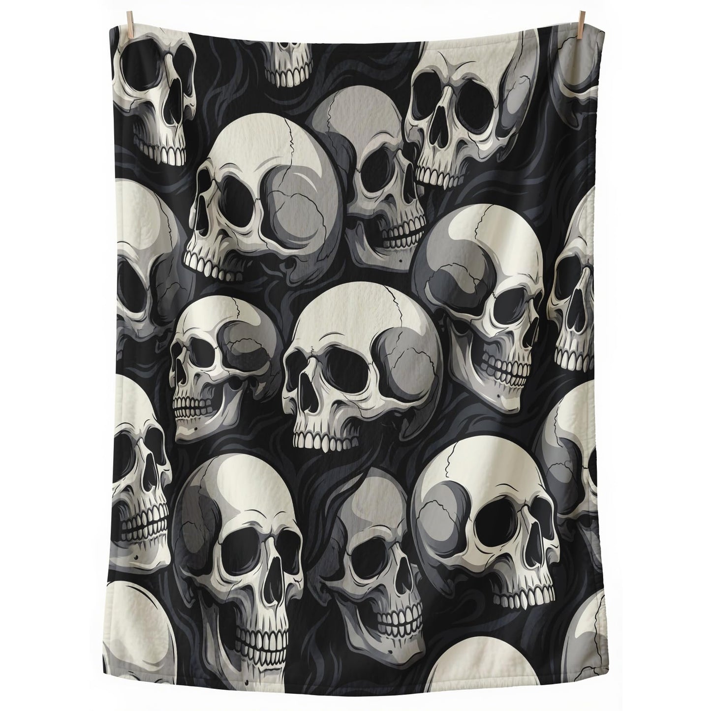 GEDAEUBA Skull Blankets for Adults - Halloween Gothic Skeleton Fleece Blanket Full Size, Soft Cozy Blankets & Throws for Couch, Bed, and Sofa, 84x90 inches