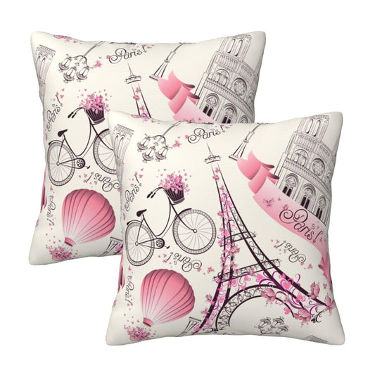 Lcokin Paris Eiffel Tower Throw Pillow Cover 18x18 in Set of 2 Cushion Farmhouse Pillow Covers Soft Pillow Cases Decor for Couch Sofa Living Room Bedroom Home