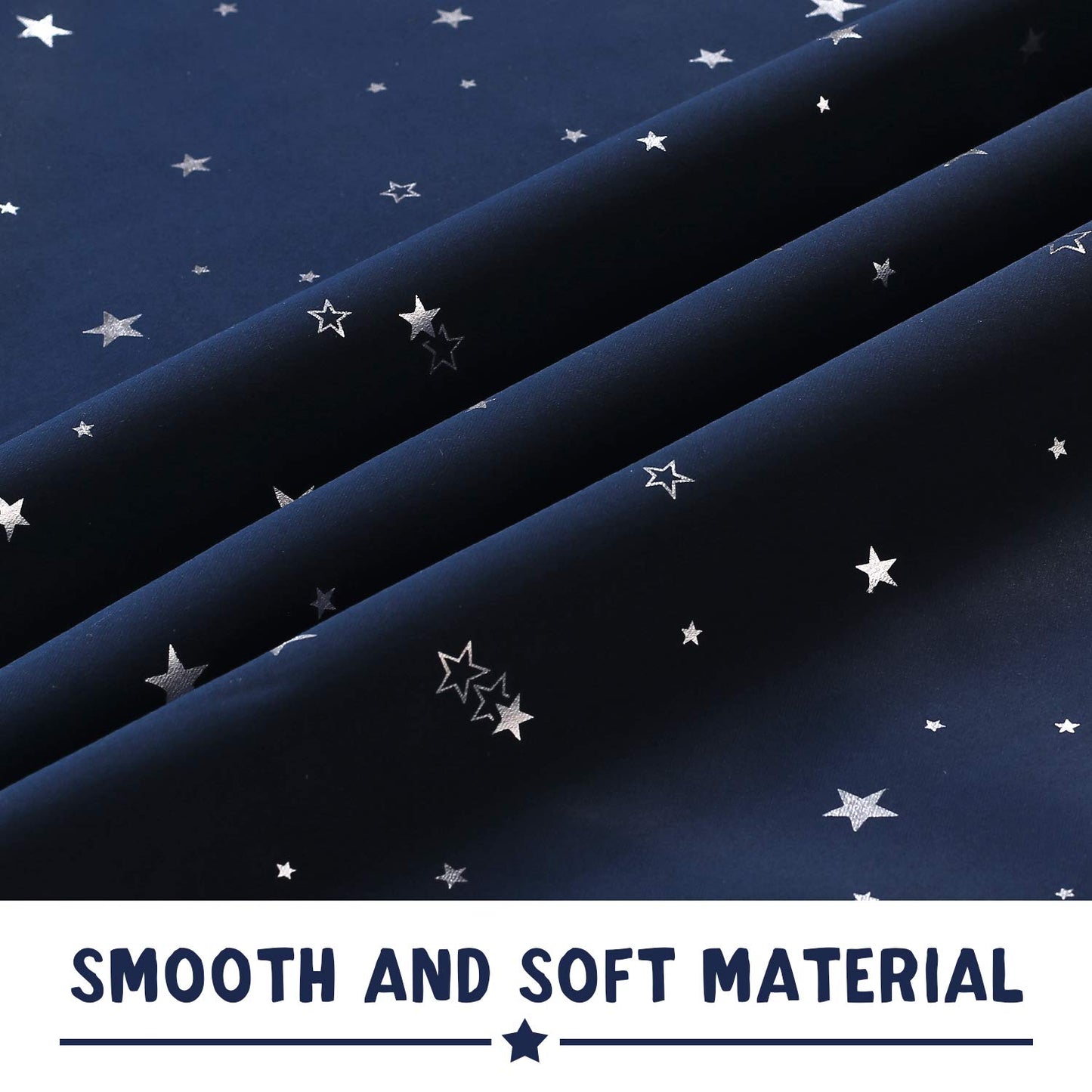 PrinceDeco Blackout Kids Curtains for Bedroom Thermal Insulated Silver Twinkle Star Curtains for Boys Antique Grommet Top Window Treatment 2 Panels Drapes for Nursery (52" W x 84" L, Navy/Silver)