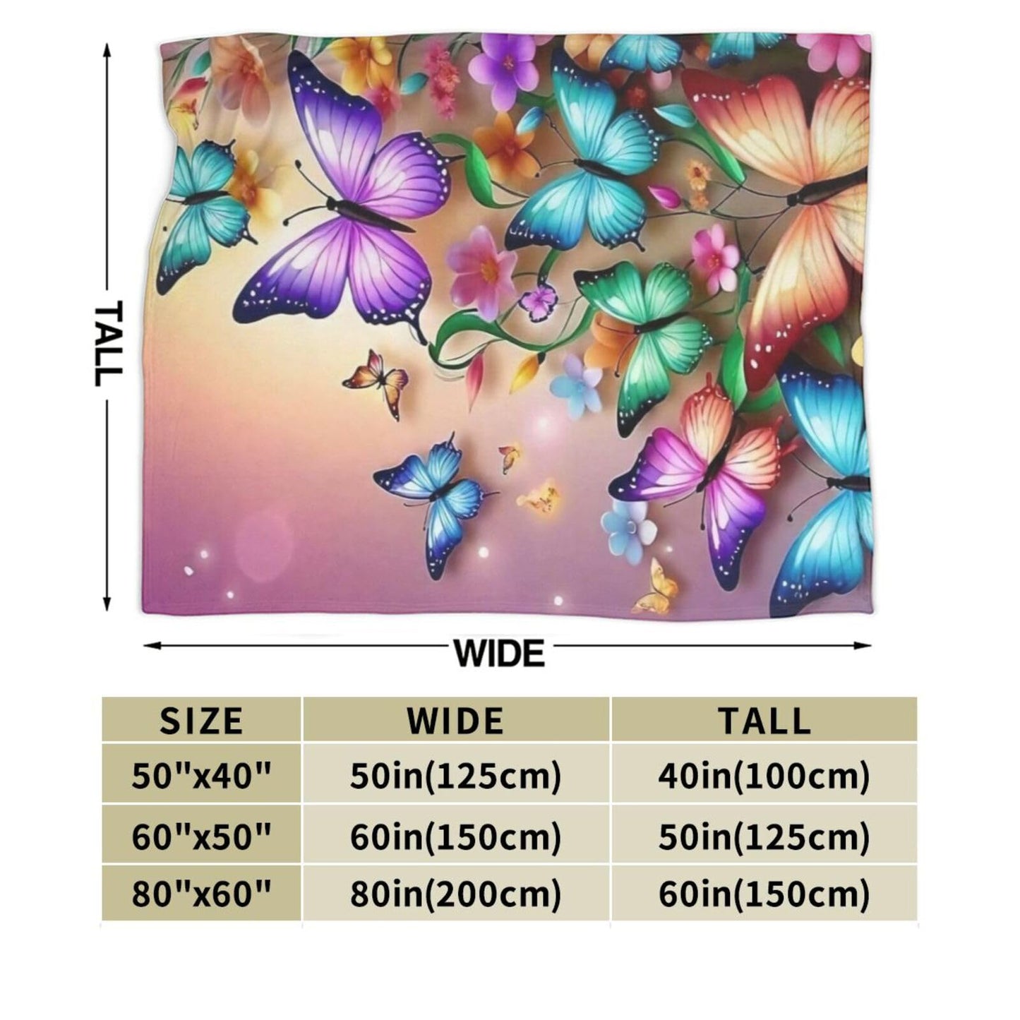 Ultra Soft Cute Butterfly Decor Butterfly Blanket Flannel Throw Blanket Bedding Suitable for Travel Camping Living Room Sofa Bedroom Decoration Gifts (Style-5, 50inx40in)