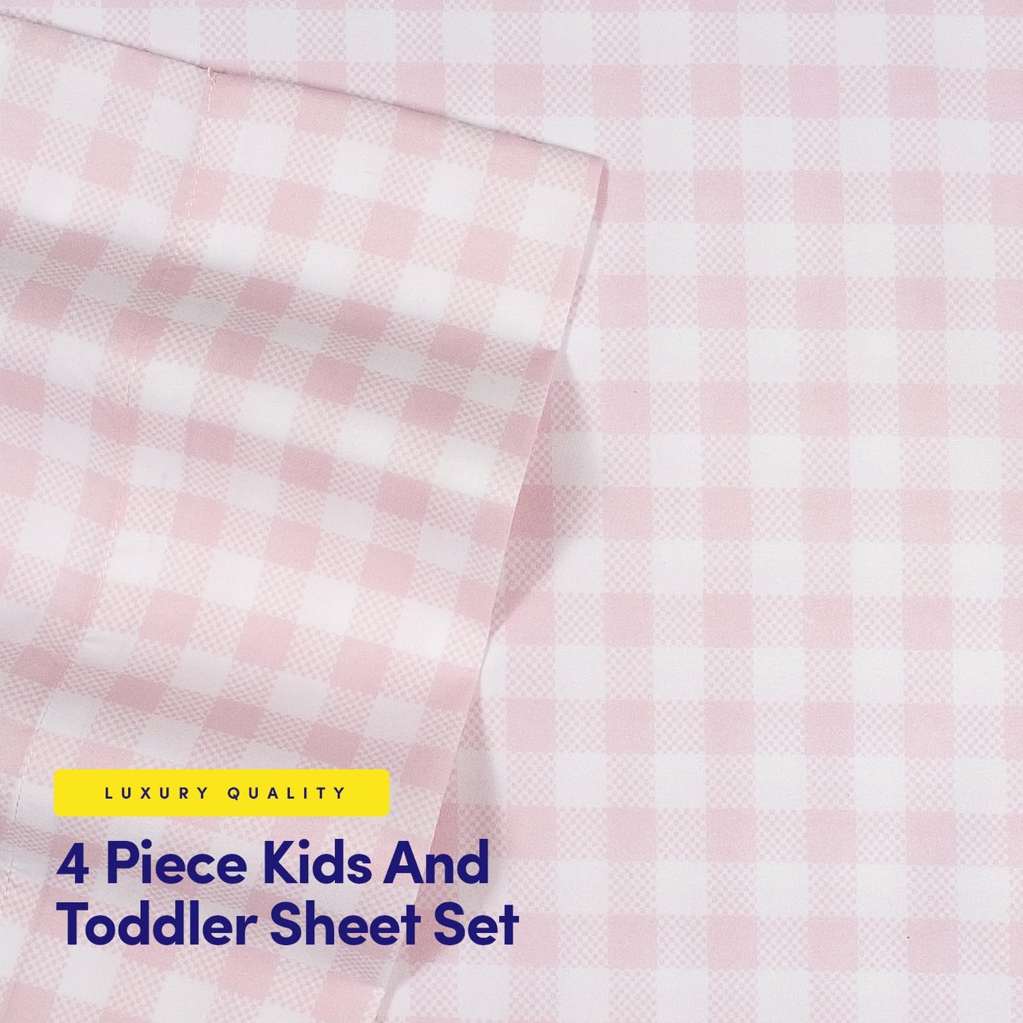1500 Supreme Kids Bed Sheet Collection - Fun Colorful and Comfortable Boys and Girls Toddler Sheet Sets - Deep Pocket Wrinkle Free Soft and Cozy Bedding - Twin XL, Pink Gingham