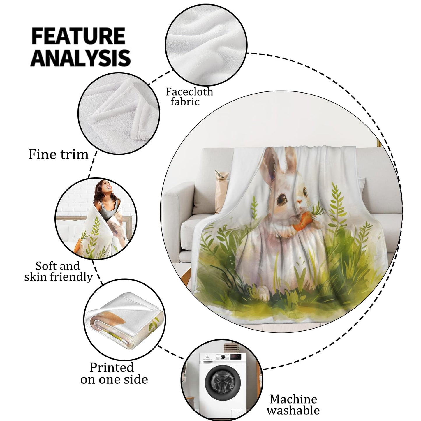 Mniedc Chihuahua Dog Blanket, Cute Puppy Flannel Throw Blankets, 50"x60", Soft Warm Lightweight Fuzzy Cozy Throws for Couch Bed Sofa Reading Decorative Gifts for Pet Lover Women Teen Kids, White