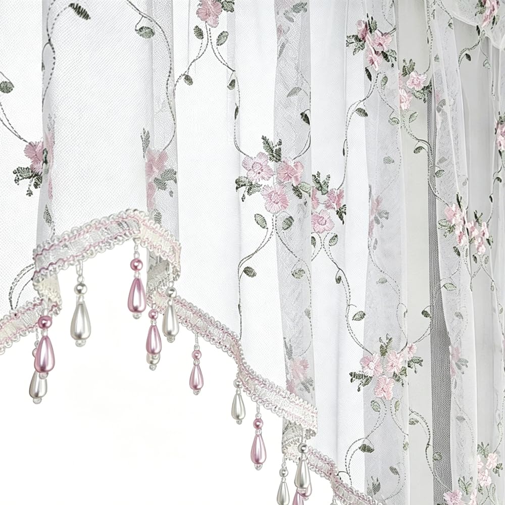 1PC Victorian Style Floral Sheer Swag Curtain Valance for Arched Door