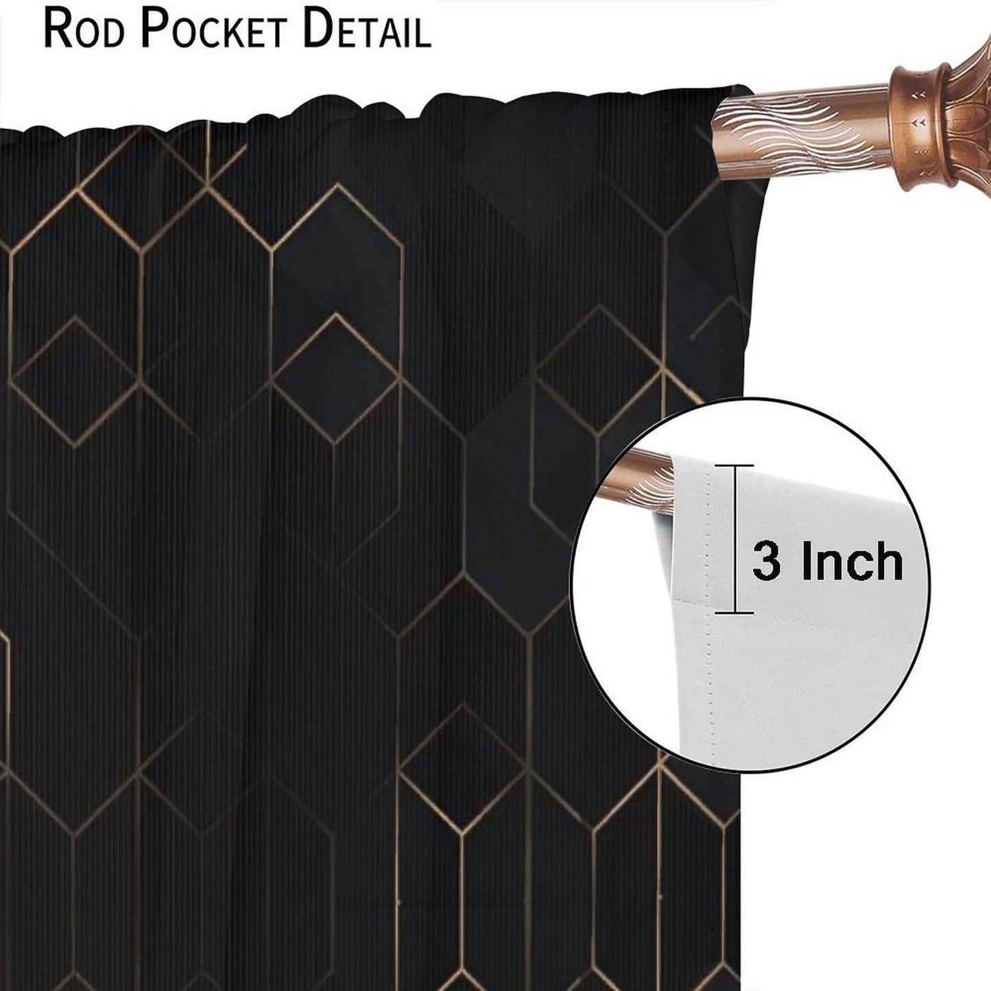 Luxury Abstract Blackout Curtains,Black Golden Light Lines Geometric Texture Illustration Blackout Window Door Curtains for Living Room Bedroom Decor W42xL45in