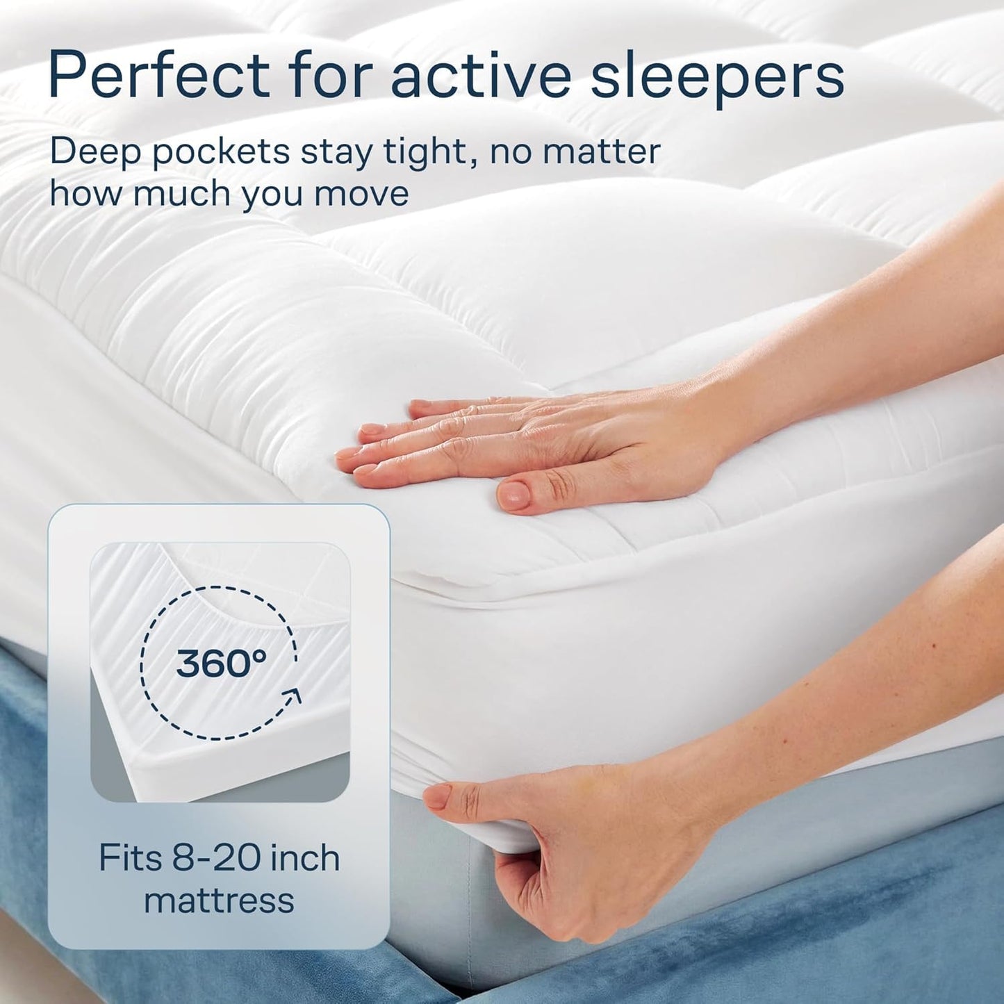 Niagara Sleep Solution Cloud-Like Full Size Mattress Topper - 100% Cotton Top Mattress Pad for Back Pain Relief - Breathable & Naturally Cooling for Hot Sleepers, White