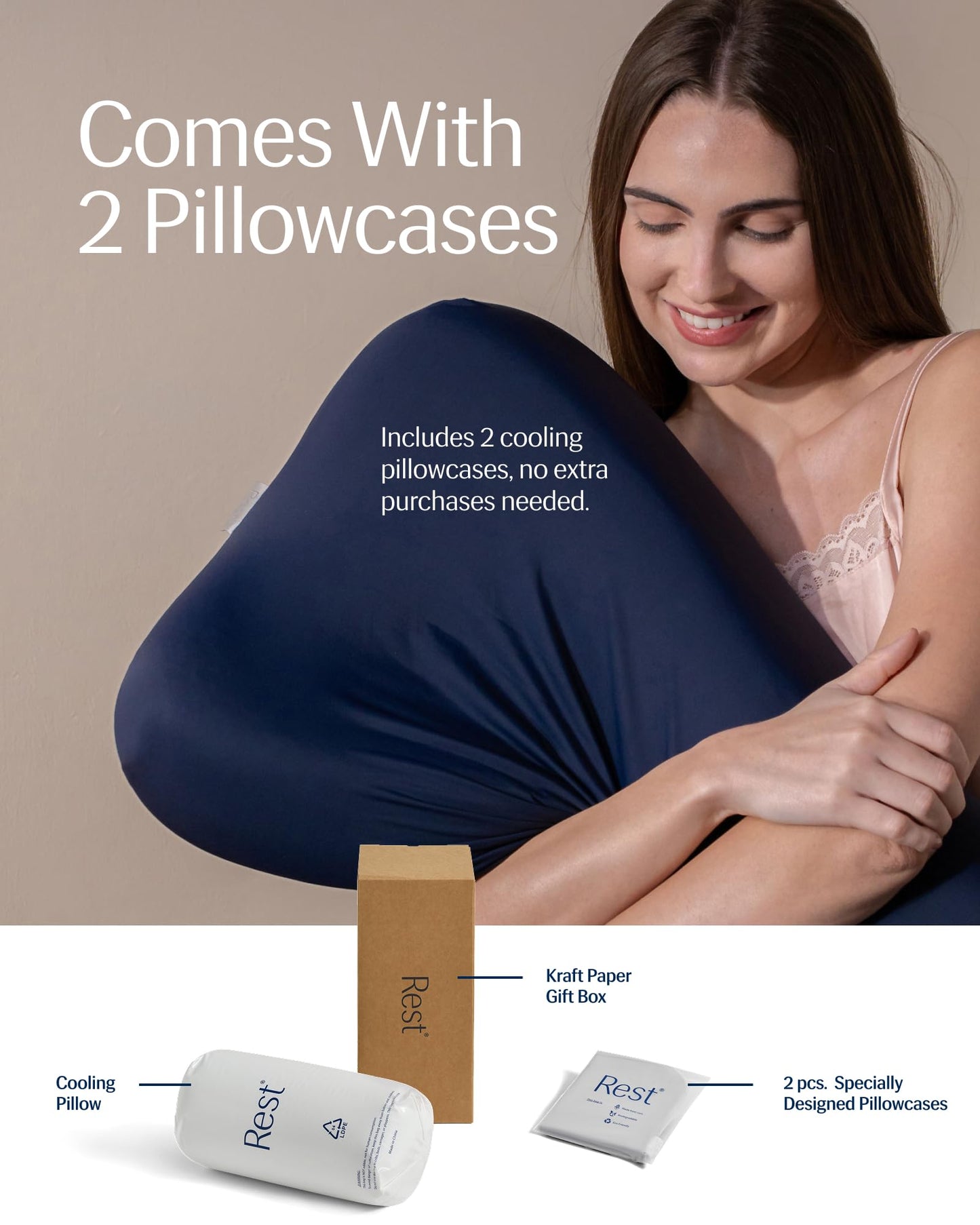 REST® Evercool® Cooling Pillow, Instant Cool-to-Touch Shell Fabric & Breathable Silicone Sponge Core for All-Night Temperature Regulation & Ergonomic Support, Medium Height, Light Blue