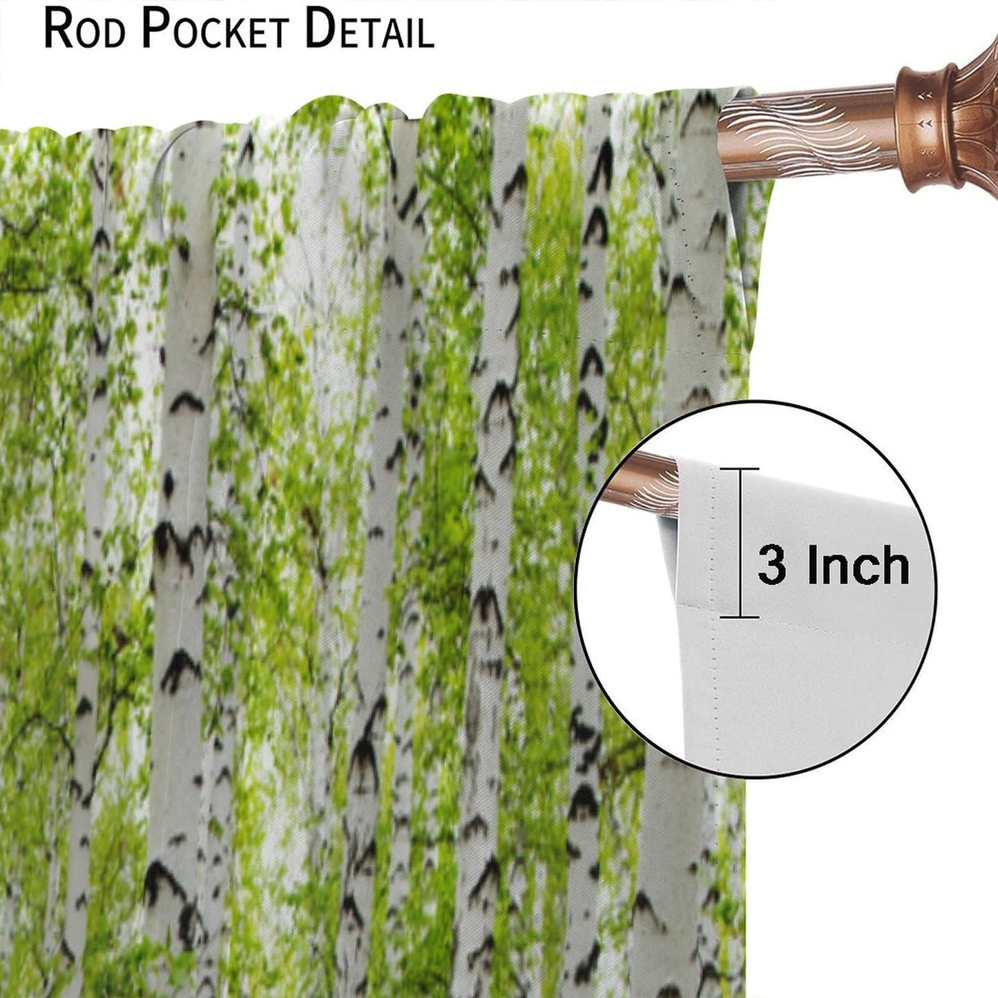 GoDazzling Rustic Farmhouse Birch Trees Curtains, Maple Leaves Forest Grove Wood Nature Spring Summer Scenery Window Drapes, for Living Room Bedroom 41" W X 45" L (No Blackout)