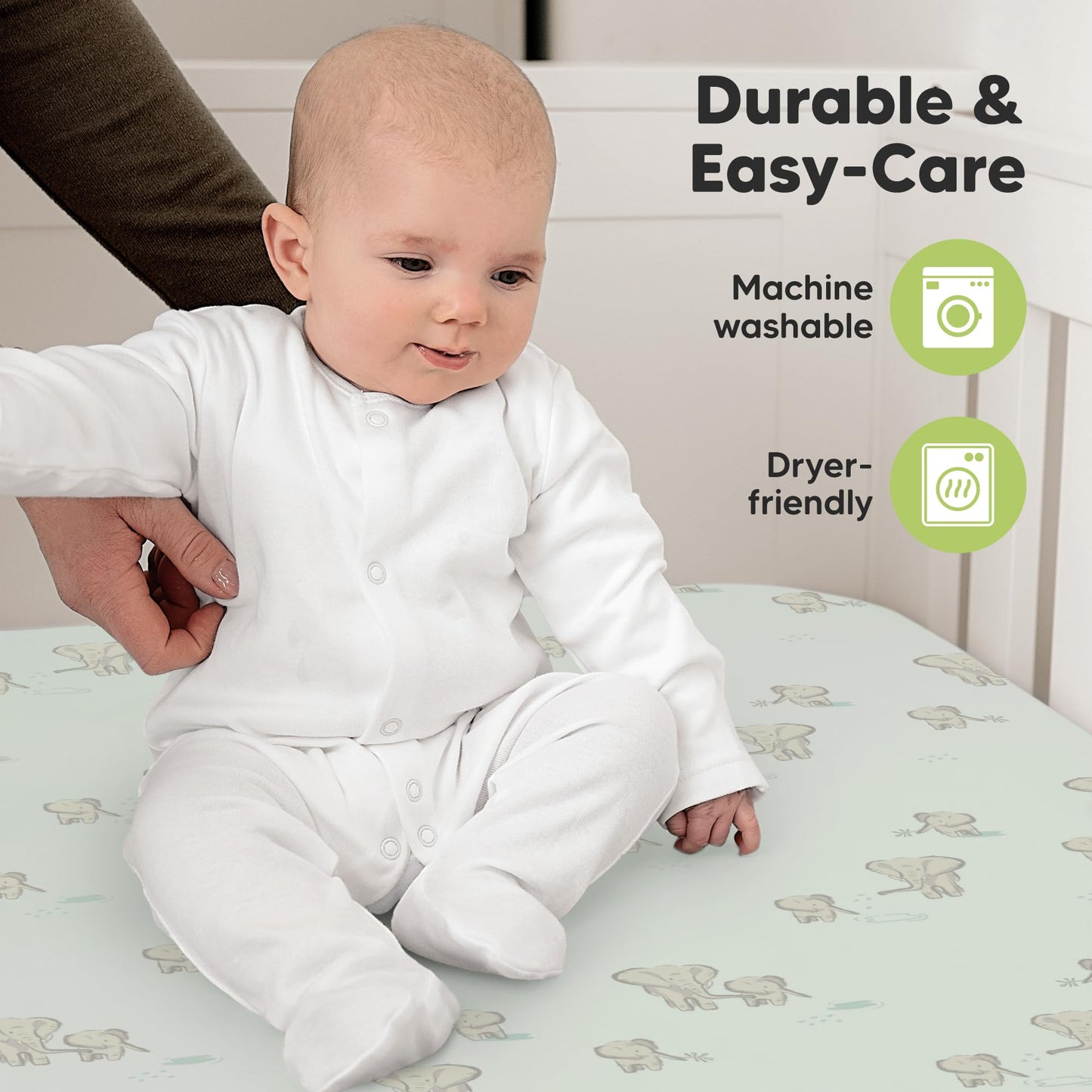 KeaBabies 2-Pack Organic Cotton Crib Sheets for Boys, Girls - 52x28 Fitted Crib Mattress Sheet Neutral, Breathable Cover for Baby Bed Set, Toddler Mattress, Soft & Cute Prints (Elly)
