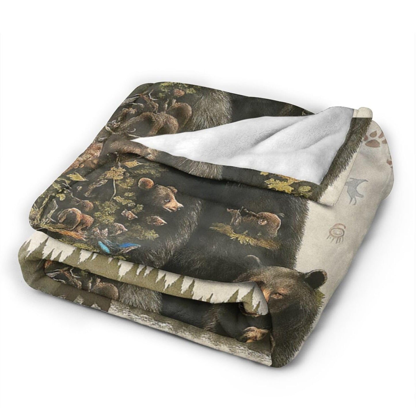 Cabin Bear Blanket Farmhouse Bear Throw Blanket Wildlife Animals Decor Soft Cozy Fleece Fuzzy Plush Flannel Blankets Gifts for Women Girls Boys Kids Teens Adults 50"X40"
