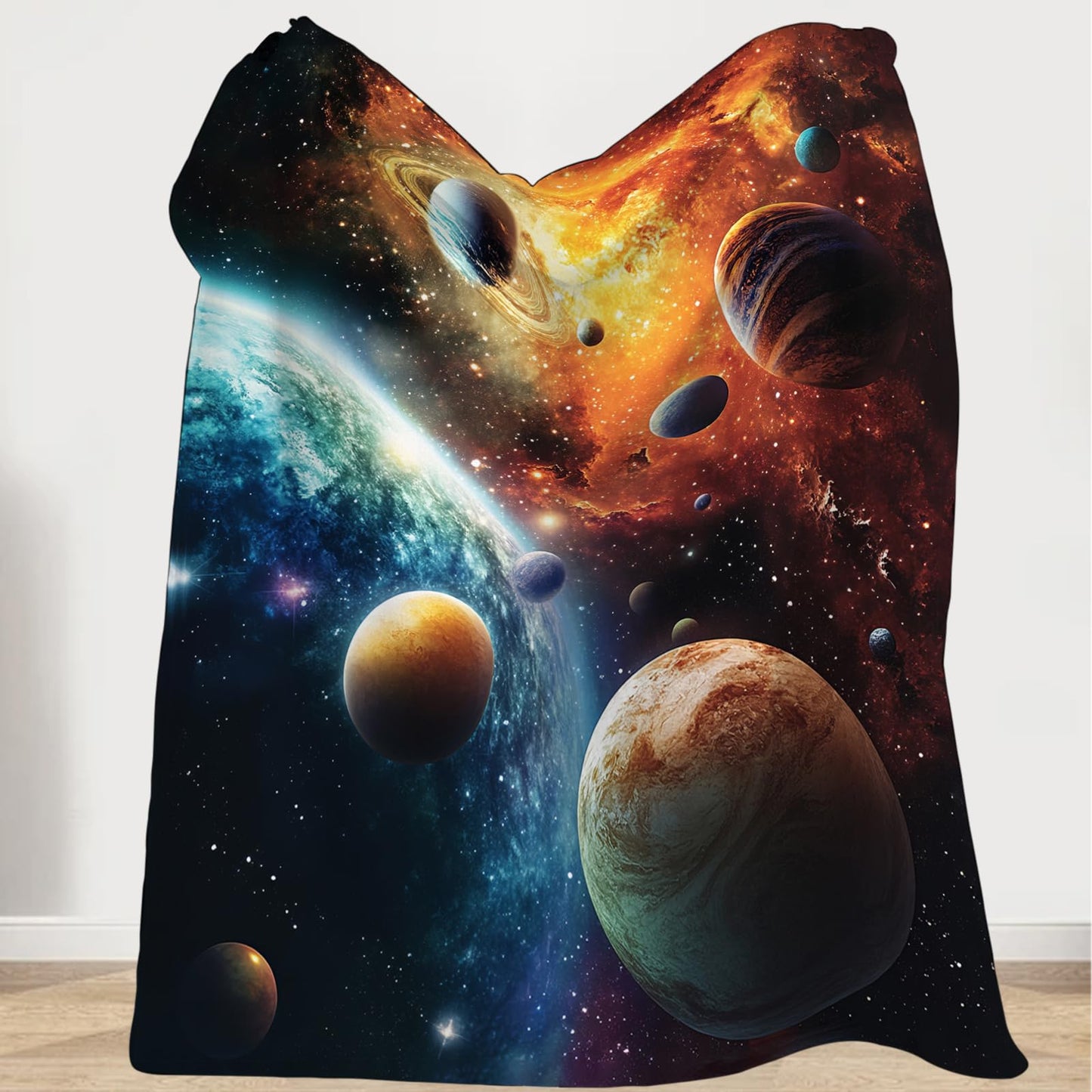 Space Blanket, Galaxy Throw Blanket, Space Gifts, Solar Blankets, Galaxy Stuff Fleece Flannel Plush for Women Men Boys Girls Lovers Adults Soft Bedding for Sofa Bed Office Home Decor 40"X50"
