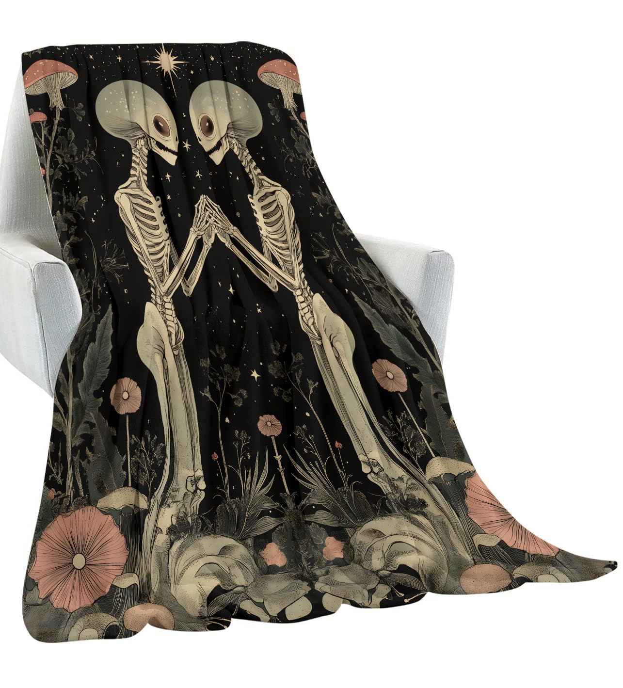 amepay Alien Skeleton Blanket Gifts for Kids Adult Women Men,Mystical Starry Night Flannel Throw Blankets,Soft Comfy Lightweight for Modern Home Couch Bed Sofa Decor,Space Sci-Fi Lovers 60x50in