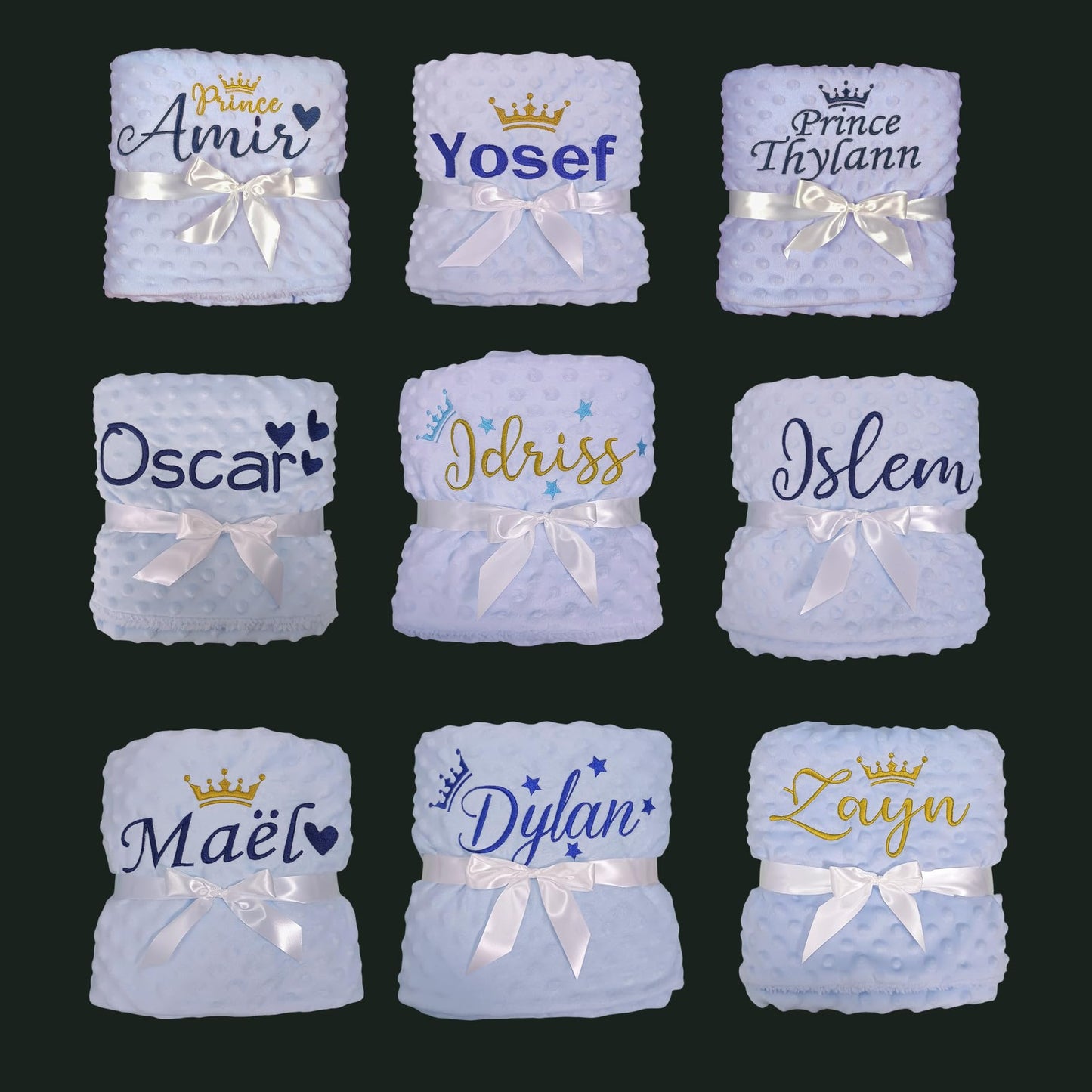 Bella's Giftshop Personalized Baby Blankets for Boys, Custom Embroidered Minky Fleece Baby Blanket with Name, Perfect Newborn Shower Christening Birthday Gifts, Ultra Soft, 27 * 35 inch-Blue