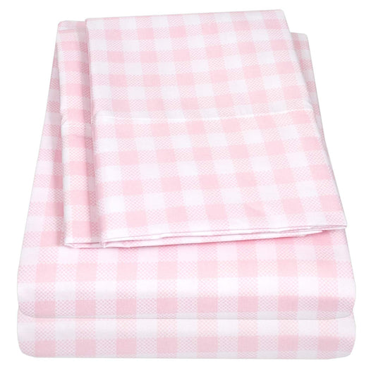 1500 Supreme Kids Bed Sheet Collection - Fun Colorful and Comfortable Boys and Girls Toddler Sheet Sets - Deep Pocket Wrinkle Free Soft and Cozy Bedding - Twin XL, Pink Gingham