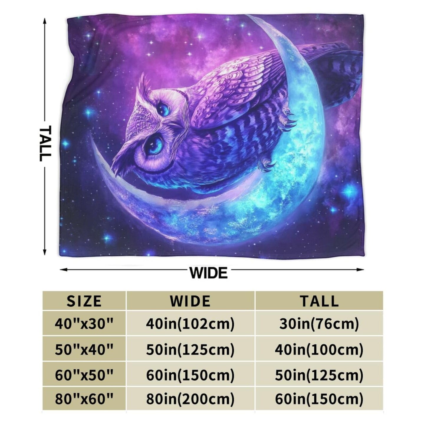 Owl Blanket Owls Blankets Fleece Plush Flannel Super Soft Cozy Fuzzy Warm Lightweight Stuff Owl Lover Decor Gifts for Boys Girls Kids Adults Men Women 40" x 50"