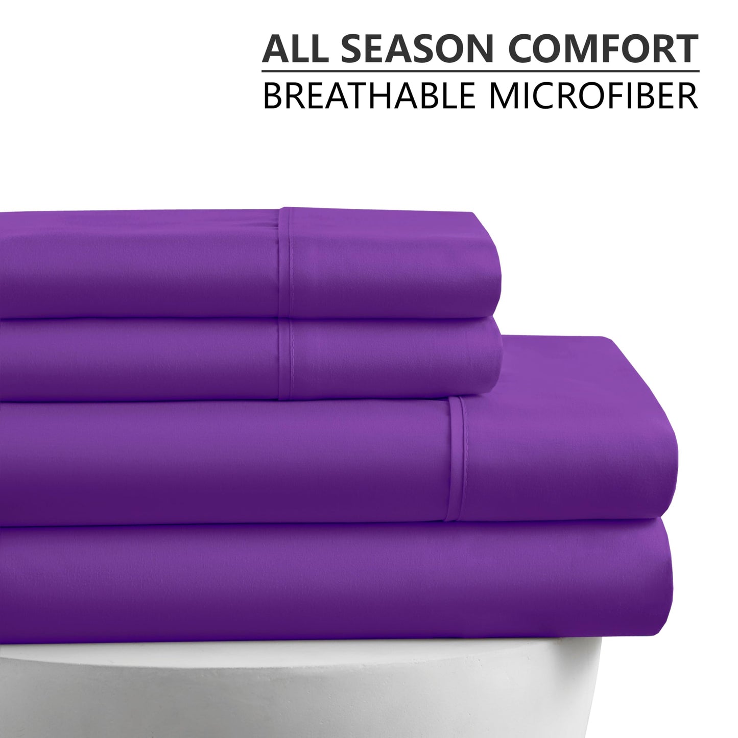 American Home Collection Full Size Sheet Set - Ultra-Soft Microfiber 15-Inch Deep Pocket - Wrinkle Free and Fade Resistant (Purple)