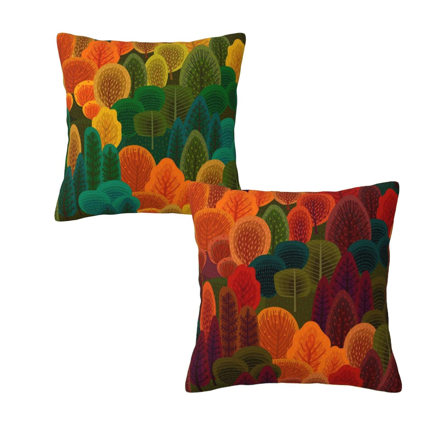 bassyil Fall Forest Throw Pillow Covers Decorative Linen Pillow Cases Set of 2 Square Cushion Cover for Couch Sofa Bedroom Patio 18x18 Inch